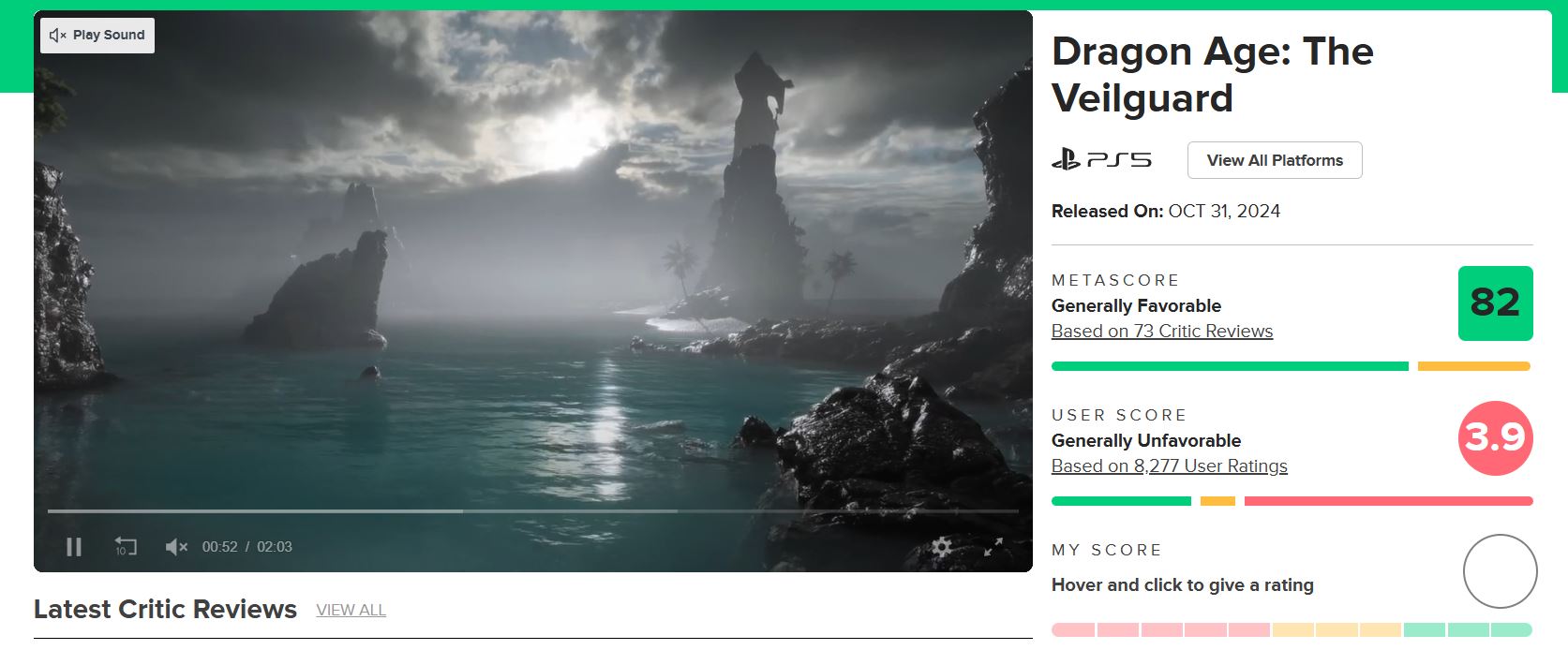 Dragon Age: The Veilguard recibió  review bombing