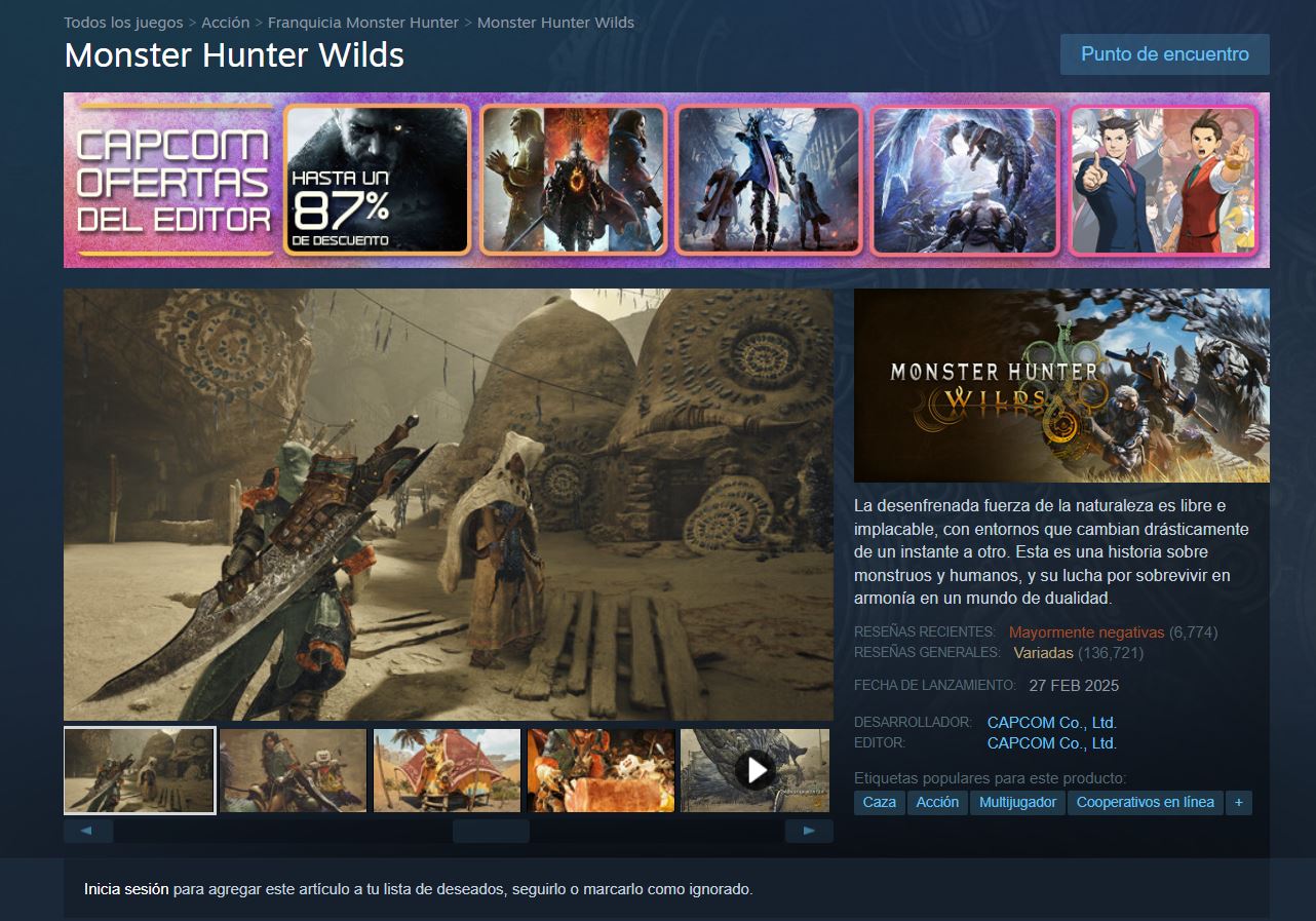 Jugadores de Monster Hunter Wilds exigen soluciones con reseñas negativas en Steam