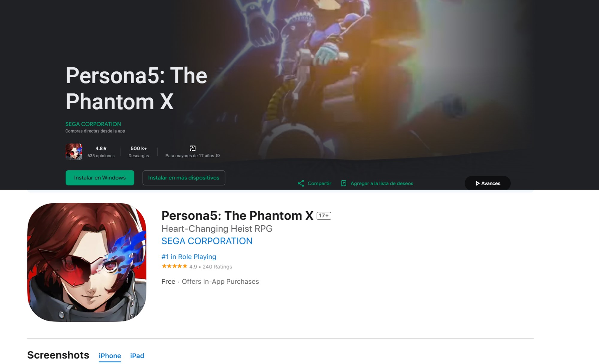 Persona 5: The Phantom X triunfa en iOS y Android