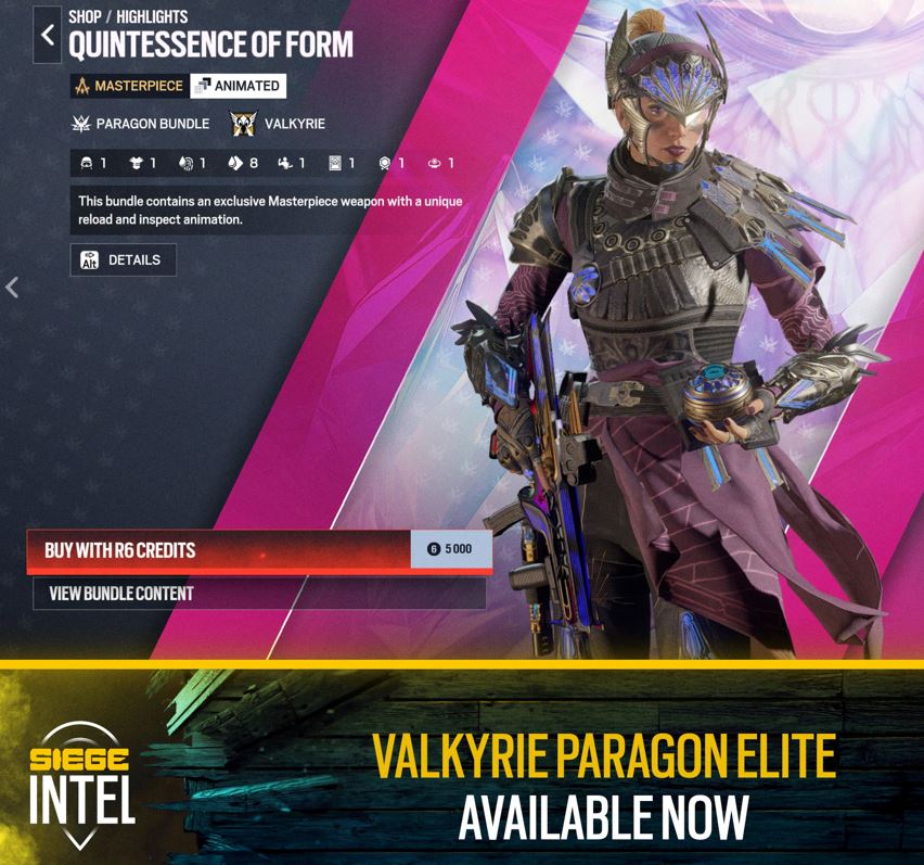 El paquete Paragon Valkyrie Elite de Rainbow Six Siege X cuesta cuesta hasta $50 USD