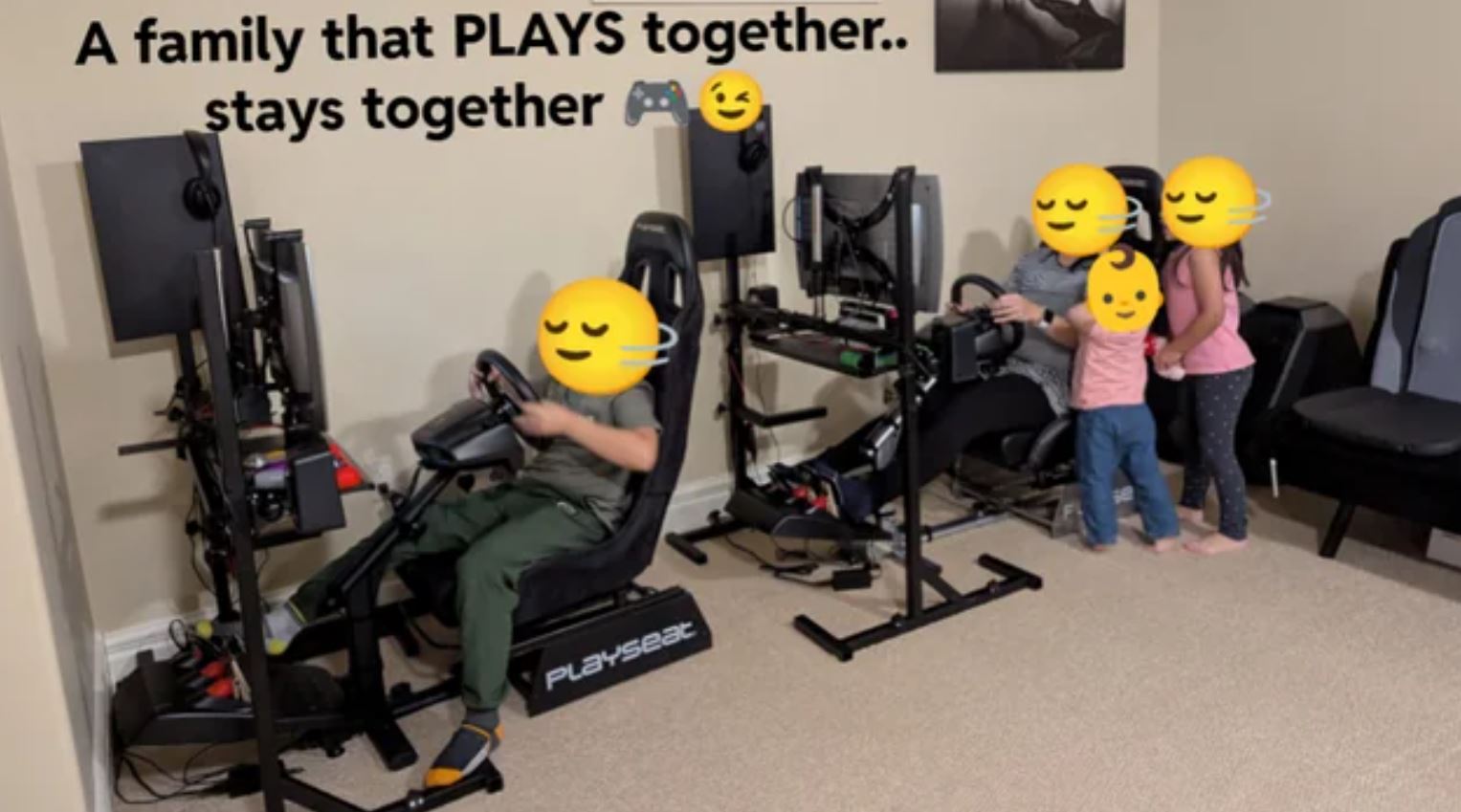 La familia juega Mario Kart