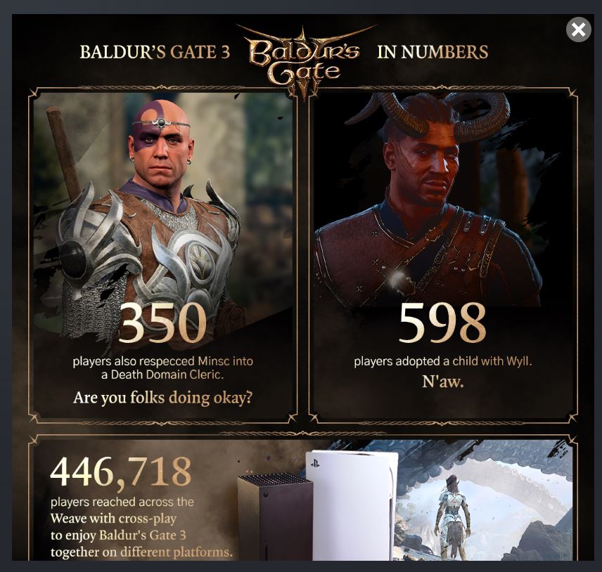 Baldur's Gate 3 estadisticas